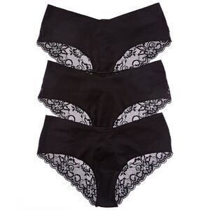 Journelle Womens  3Pk Estelle Hipster, Black